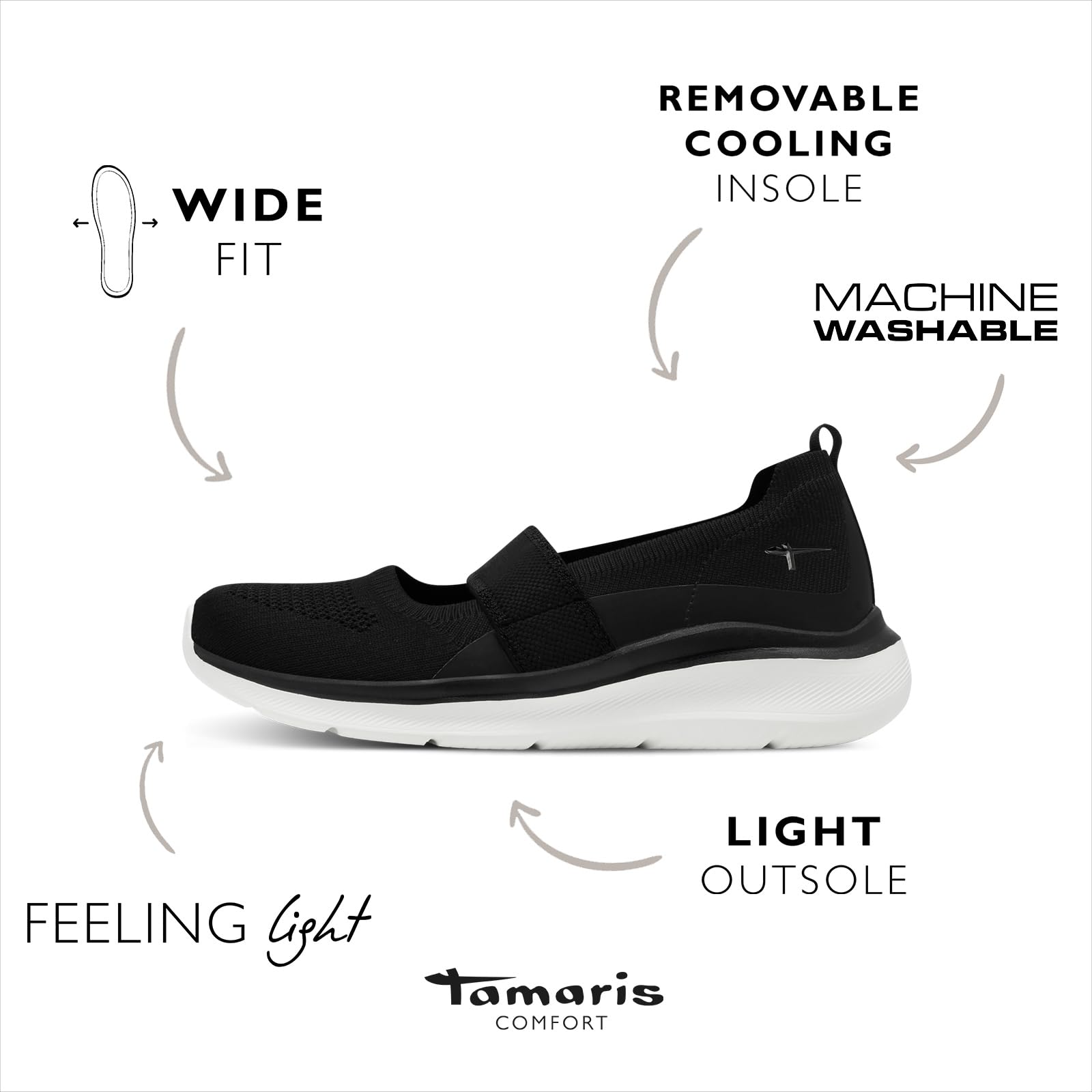 Tamaris Comfort Ballerine da Donna Elastiche Vegan