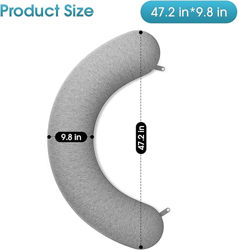 Miniatura 2 de Almohada corporal, almohada larga, almohada corporal de espuma viscoelástica, almohada lateral en forma de C, funda de almohada lavable a máquina,