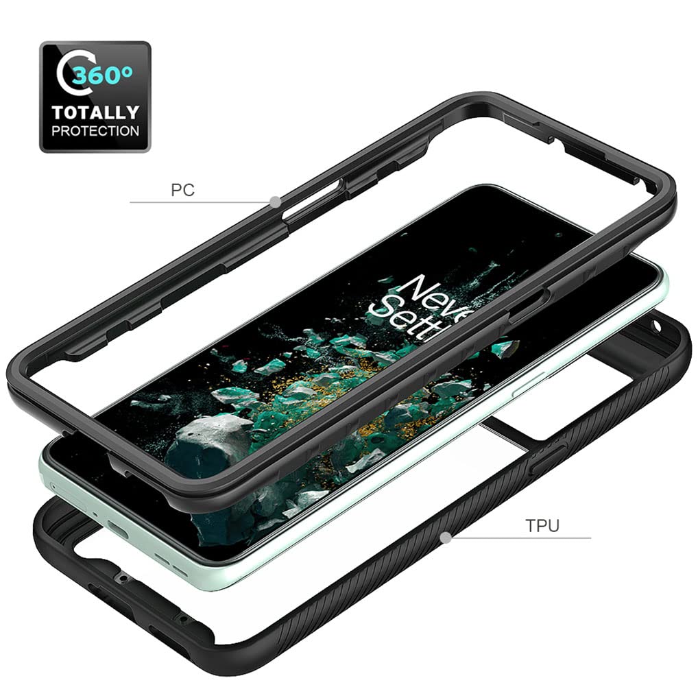 SEAHAI Trasparente Cover per OnePlus 10T 5G, Rugged Custodia Full Body