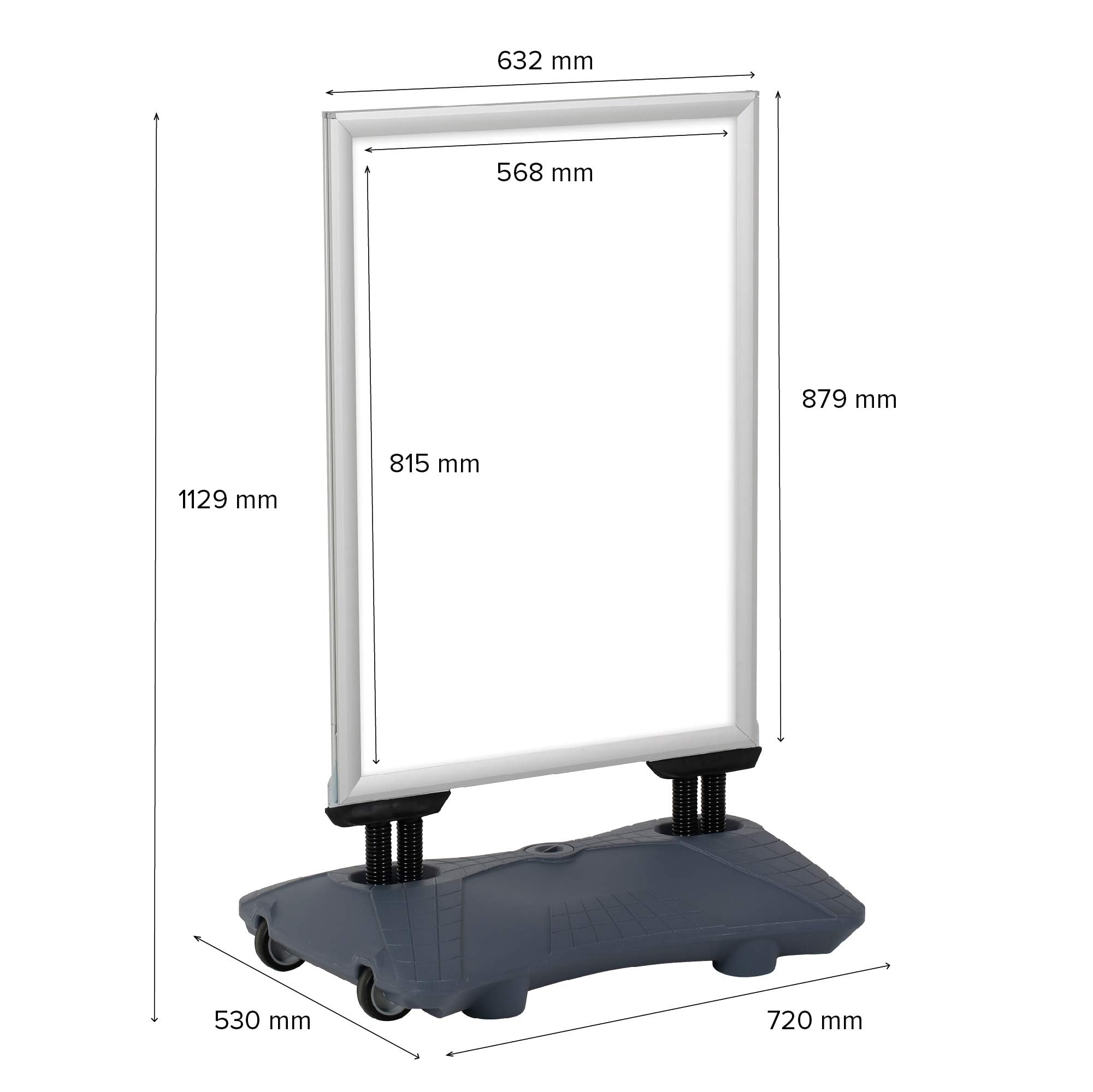 Plakatständer WindPro® SLIM | Kundenstopper OUTDOOR in DIN A1 | Plakataufsteller A1 wetterfest in silber | Aufsteller Werbung beidseitig nutzbar für 2 Plakate