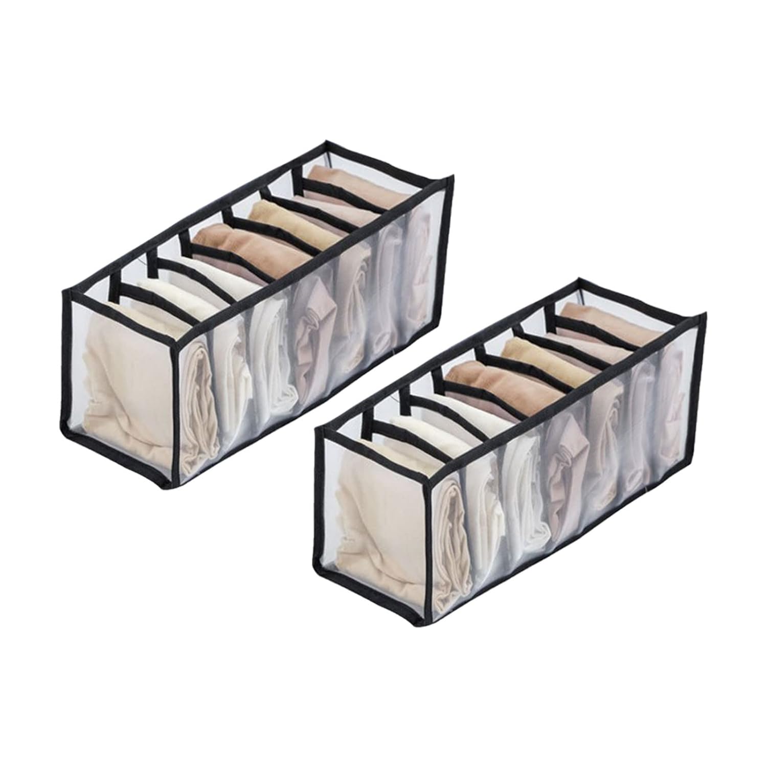 Wardrobe Clothes Organizer 2pcs Foldable Closet Organizers Portable Storage Baskets Visible Grid Storage Box Washable Storage Containers Clothing
