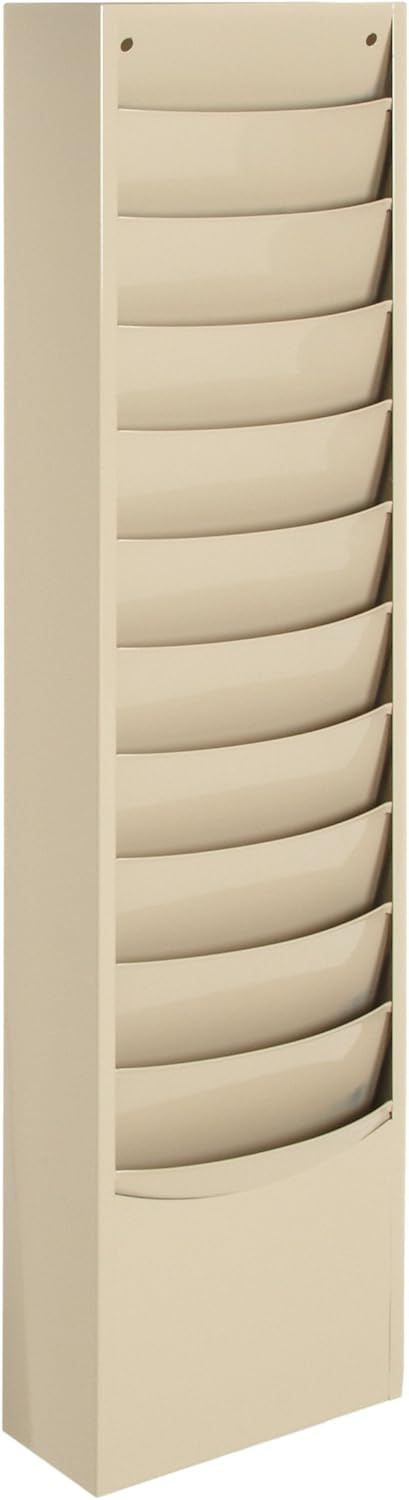 Durham 402-75 Tan Cold Rolled Steel 11 Contour Pocket Vertical Literature Rack, 9-3/4" Width x 36" Height x 4-1/8" Depth