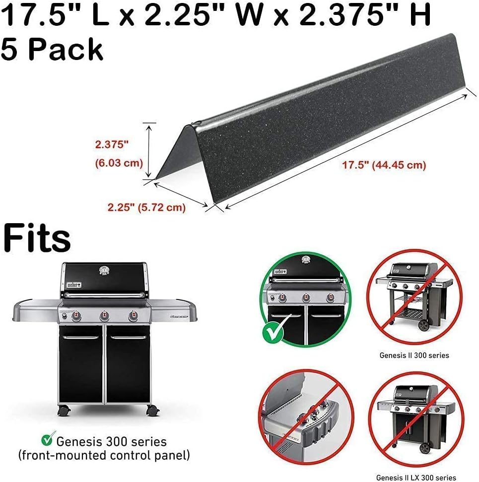 Uniflasy Grill Parts Kit for Weber Genesis E/S 300 Series, Genesis E310 E320 E330 S310 S320 S330 Grills with Front Controls, 19.5 '' Cast Iron Cooking Grates, 17.5'' Porcelain Steel Flavorizer Bars