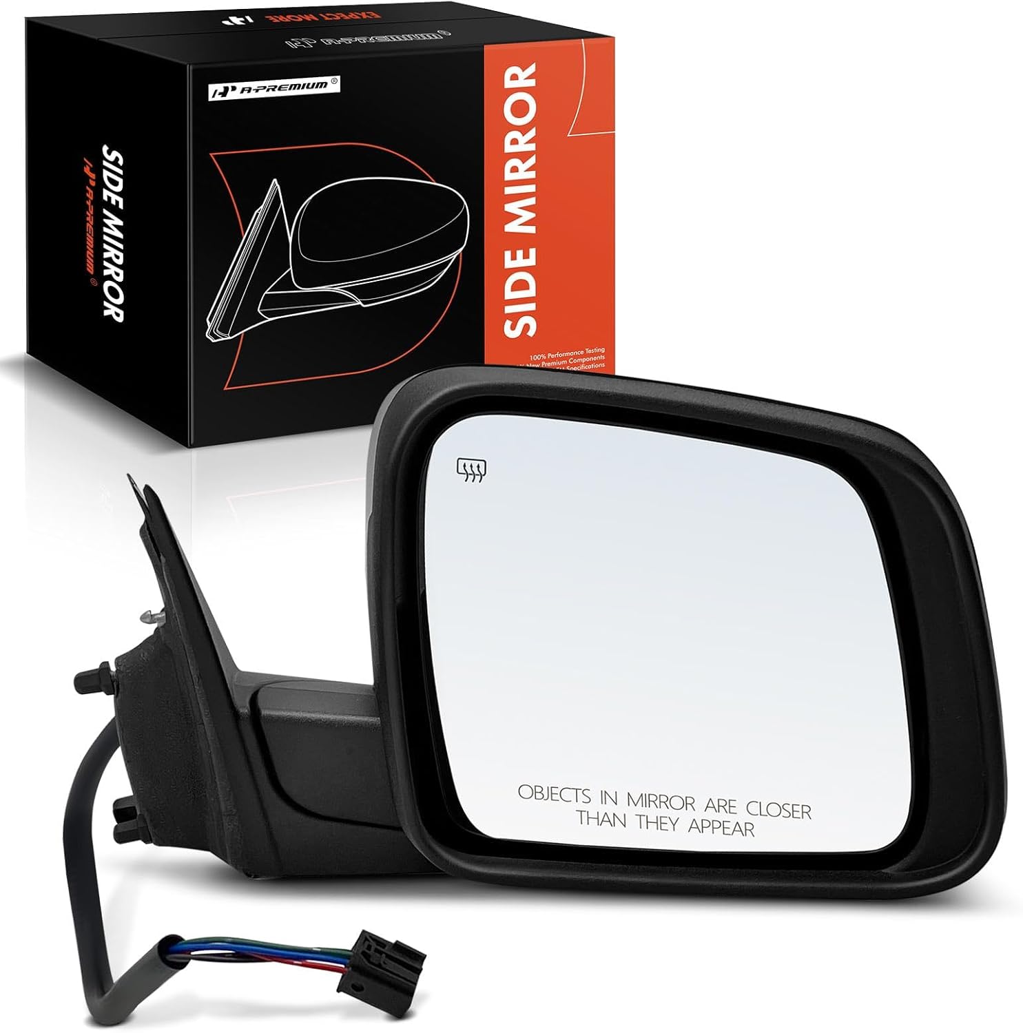 A-Premium Passenger Side Power Door Mirror - Compatible with Jeep WK2 Series Grand Cherokee 2011-2018 - Heated Manual Folding Black Outside Rear View Mirror - Replace# 5SG18AXRAF