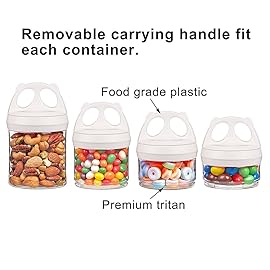 SELEWARE Portable Stackable Food Storage Containers for Snacks Formula Powder and Drinks Twist Lock System Airtight Leak-proof BPA and Phthalate Free 4 Piece Jars 31oz, White