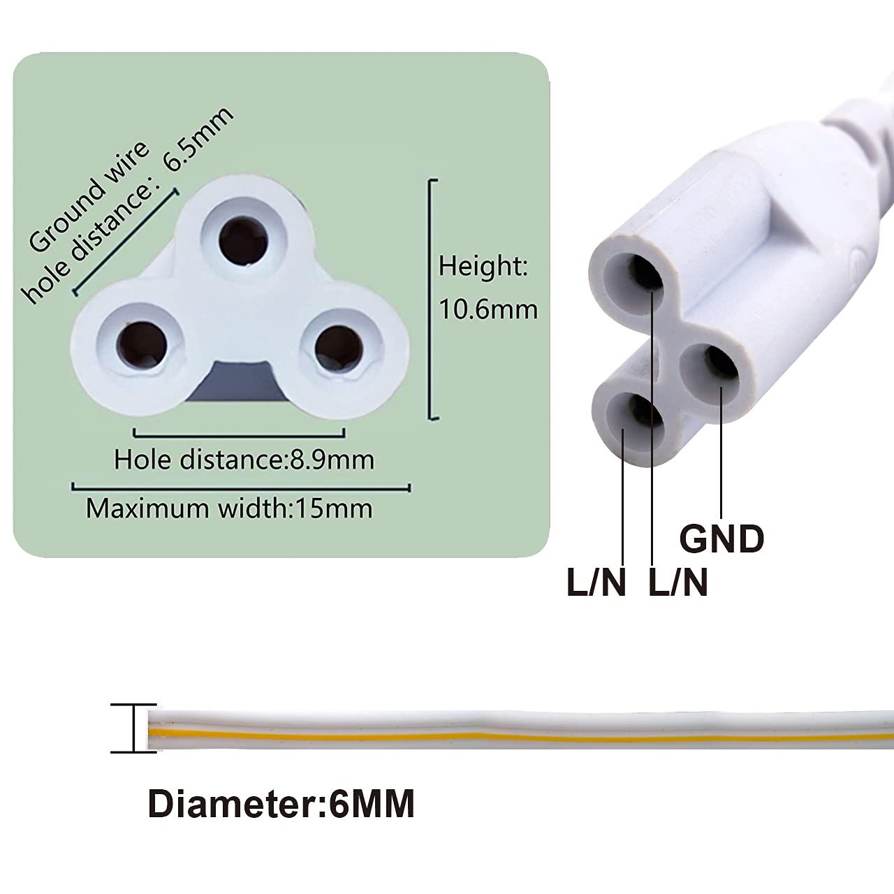 40 Pack T5 T8 LED Lamp Connecting Wire，Double End 3Pin Connector Cable 2FT Ceiling Lights Daylight LED Integrated Tube Cable，24 Inch Linkable Cords for LED Tube Lamp
