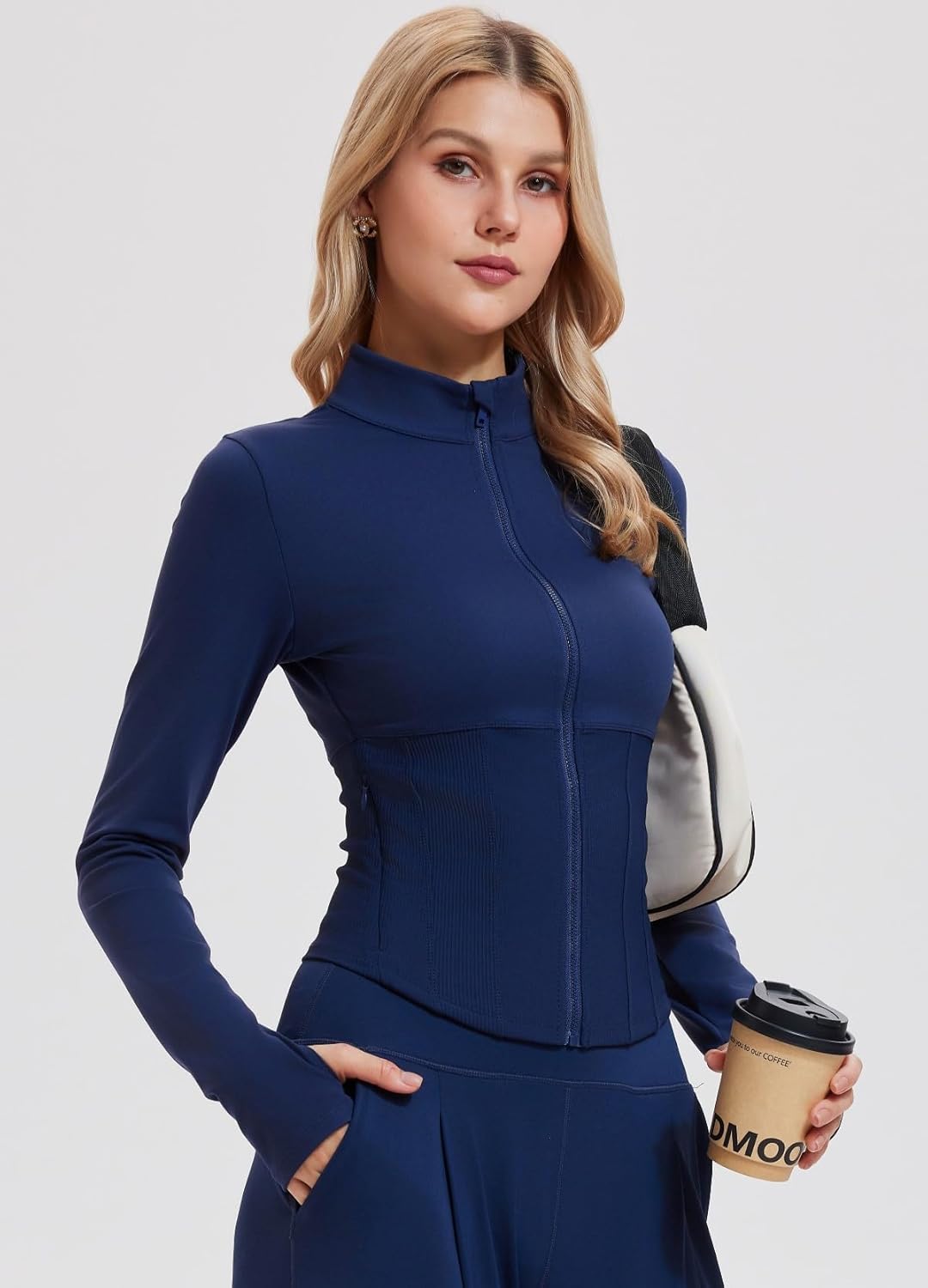 AFZ Workout Jackets for Women Lightweight Slim Fit Athletic Zip Up Jacket with Pockets for Running Yoga - Image 4