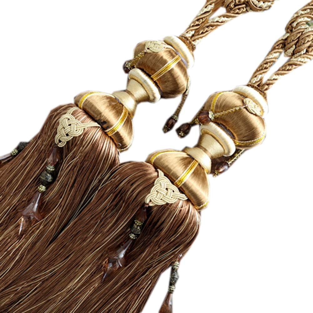Creative Beaded Tassels Curtain Tiebacks 1 Pair Tassels Curtain Tiebacks (Beige)