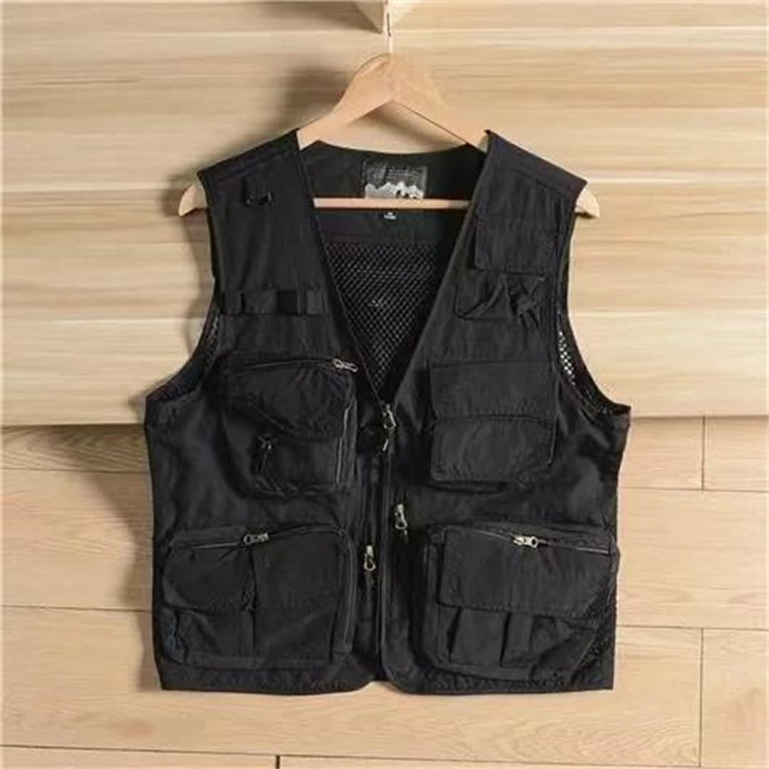Men's Outdoor Fishing Multi Bag Solid Color Quick Drying Mesh Vest