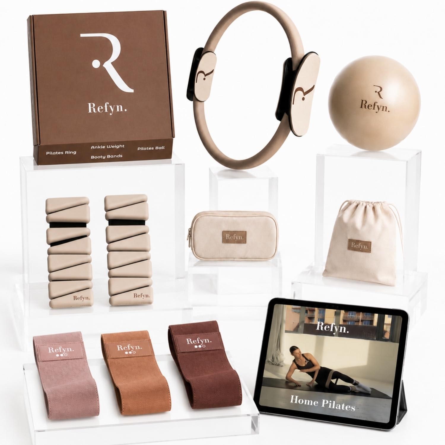 Kit Pilates Maison avec Poids Chevilles, Anneau, Bandes Résistance, Ballon, Cercle - Fitness, Yoga, Musculation