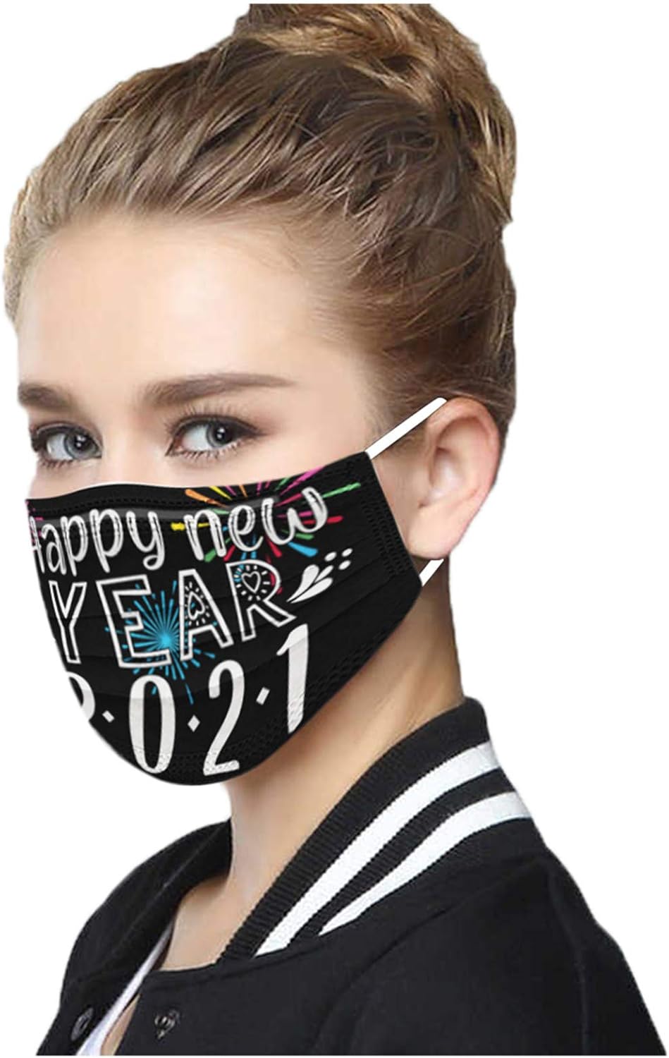 10Pcs Adults 2021 New Years Printing Comfortable Disposable 3Ply Face_Mask Breathable Face Bandanas Outdoor
