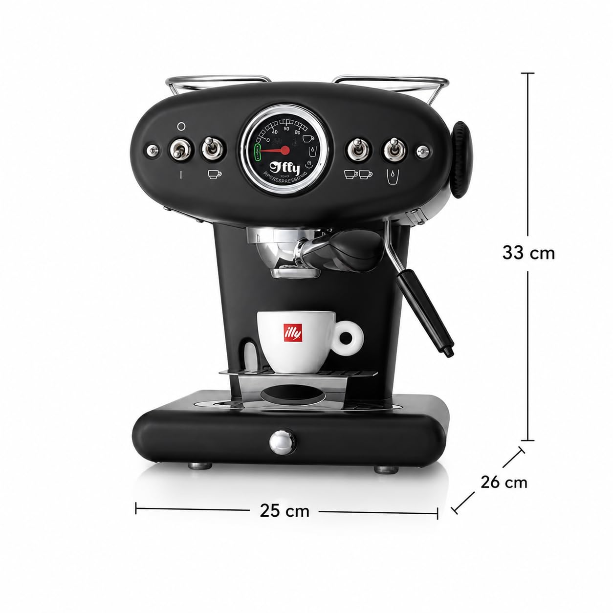 illy 60455 X1 Anniversary ESE & Ground, Macchina da caffè a Cialde ESE e Caffe Macinato, Colore Nero