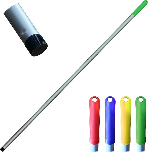 Colour Coded Mop and Broom Handle Replacement  120cm Long Aluminium Mop and Broom Handle Screw End, Interchangeable Handle That Fits Most Broom and Mop Head Mop Handle Only (Green)
