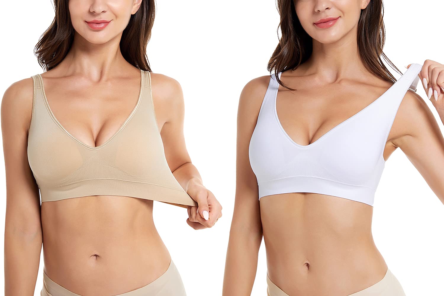 Soutien-Gorge sans Fil pour Femmes Soutien-Gorge sans Couture ni Fil avec Coussinets Amovibles 3 Paquets