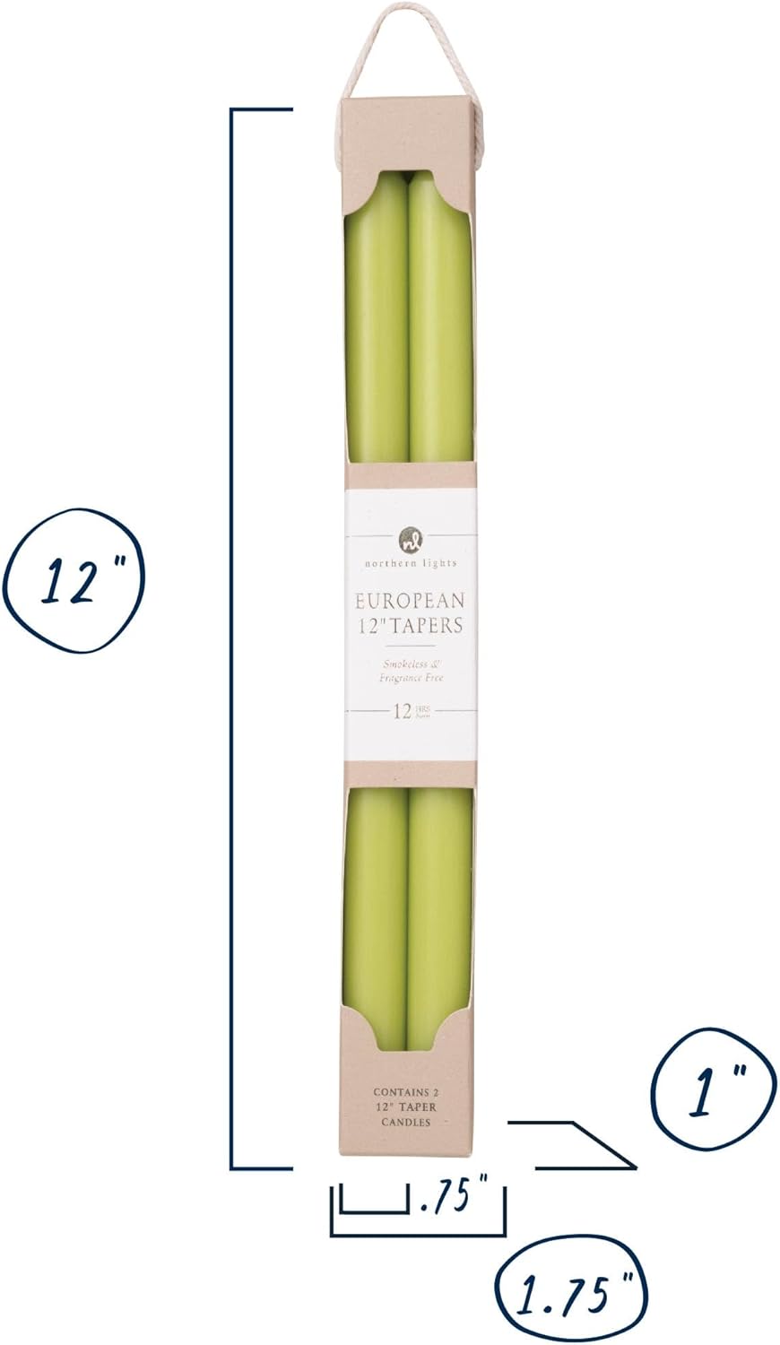 Northern Lights Candles - 12" 2pk Tapers - New Leaf - 72893