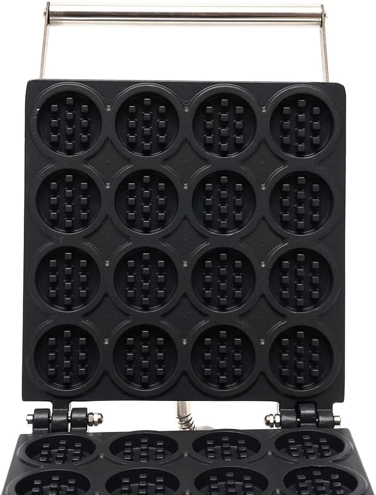 16pcs Mini Round Waffle Iron Maker, Electric Nonstick Waffle Maker, 50~300℃ Fast Heating, Stainless Steel Waffle Baking Machine for Restaurant Home Cafe Snack Shop
