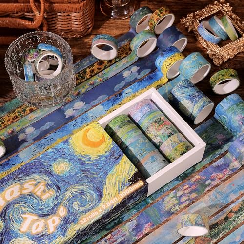 Emmoolife YHJD-001 32 Rolls Washi Tape Set, Oil Painting Decorative Masking Tape, Van Gogh Adhesive Tape For Bullet Journal, Diy Crafts Gift, Party Decorations, Junk Journal, School Supplies thumb #4