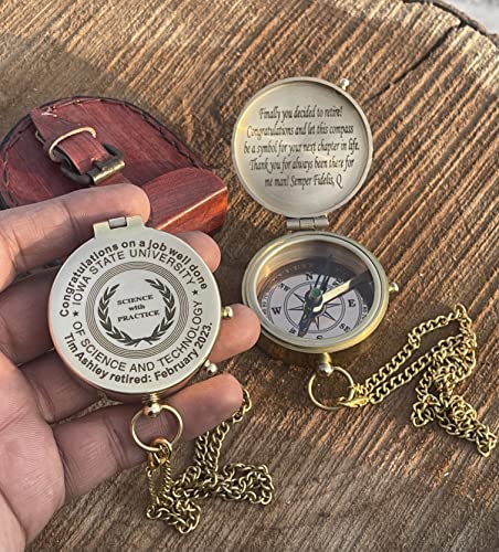 Brújula personalizada grabada de latón estilo antiguo para regalo de graduación, aniversario, bautizo, retiro y Navidad - Brújula funcional miniatura 1