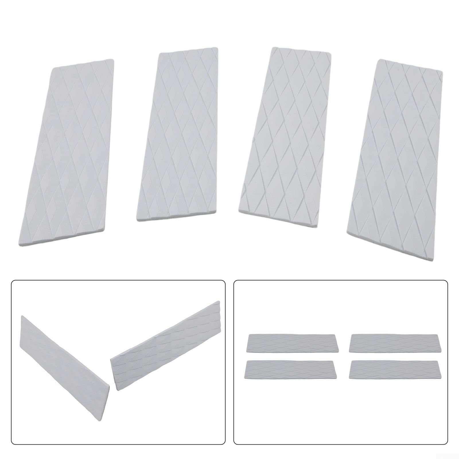 Alfombrillas antideslizantes de EVA para tablas de surf, acanaladas con respaldo, blanco