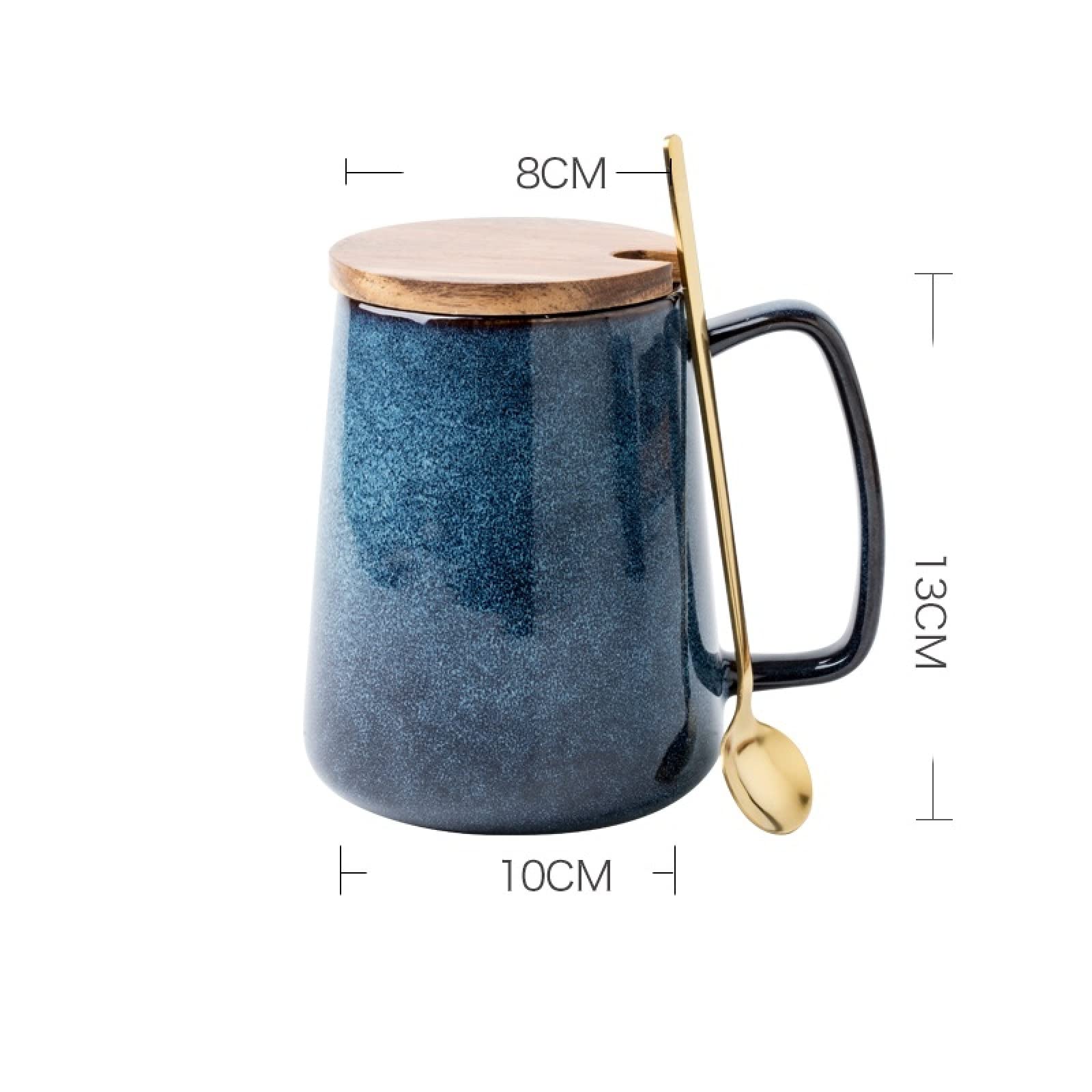 Tazza da caffè in ceramica Cielo stellato blu con cucchiaio e coperchio Tazza da tè Tazza da caffè in ceramica fatta a mano Tazza regalo per ufficio e casa