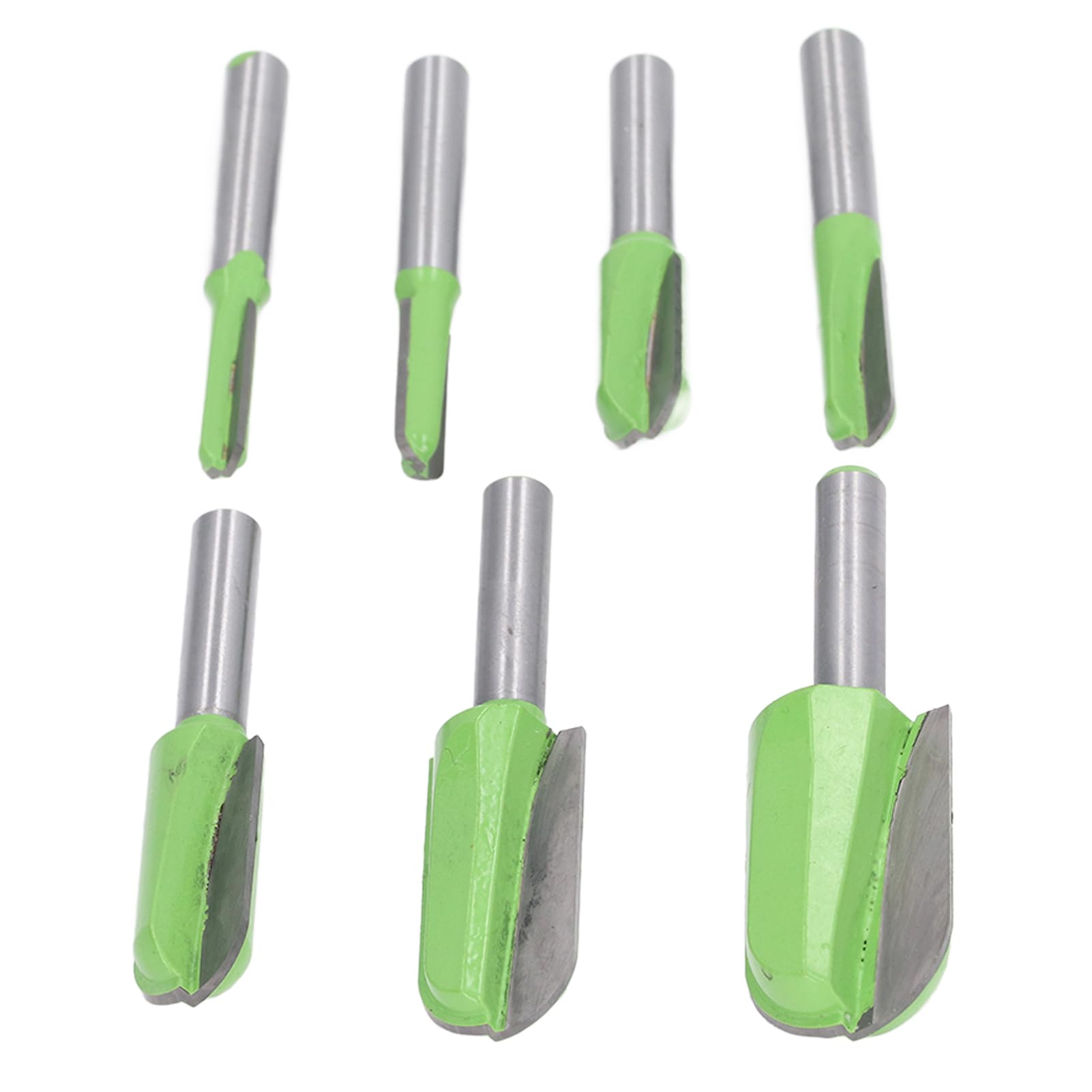 Set di 7 frese per router con codolo da 8 mm, fresa a cava a punta arrotondata con punta in lega di tungsteno, design anti-ritorno, per lavorazione del legno su legno, MDF e