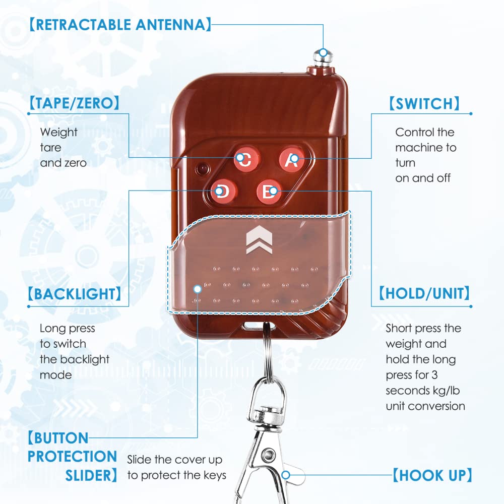Báscula Colgante Digital 1T Recargable Con Mando a Distancia - Escala Electrónica de Alta Precisión 1000 kg Para Grúa Industrial