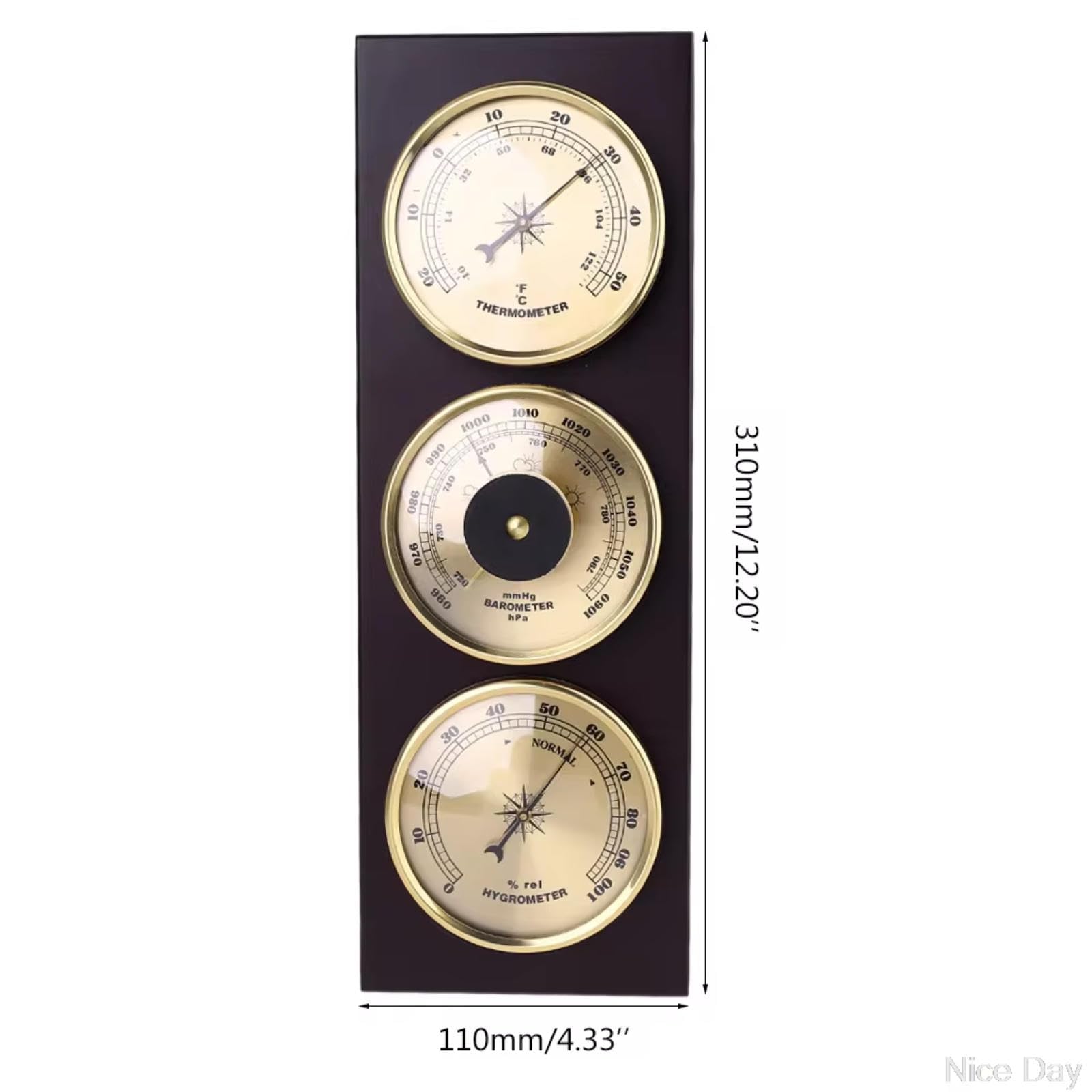 Barometro 3 in 1, Barometro Per Interni, Termometro, Igrometro, Stazione Meteorologica Analogica Multifunzionale, Decorazione Da Parete Per Casa, Oro