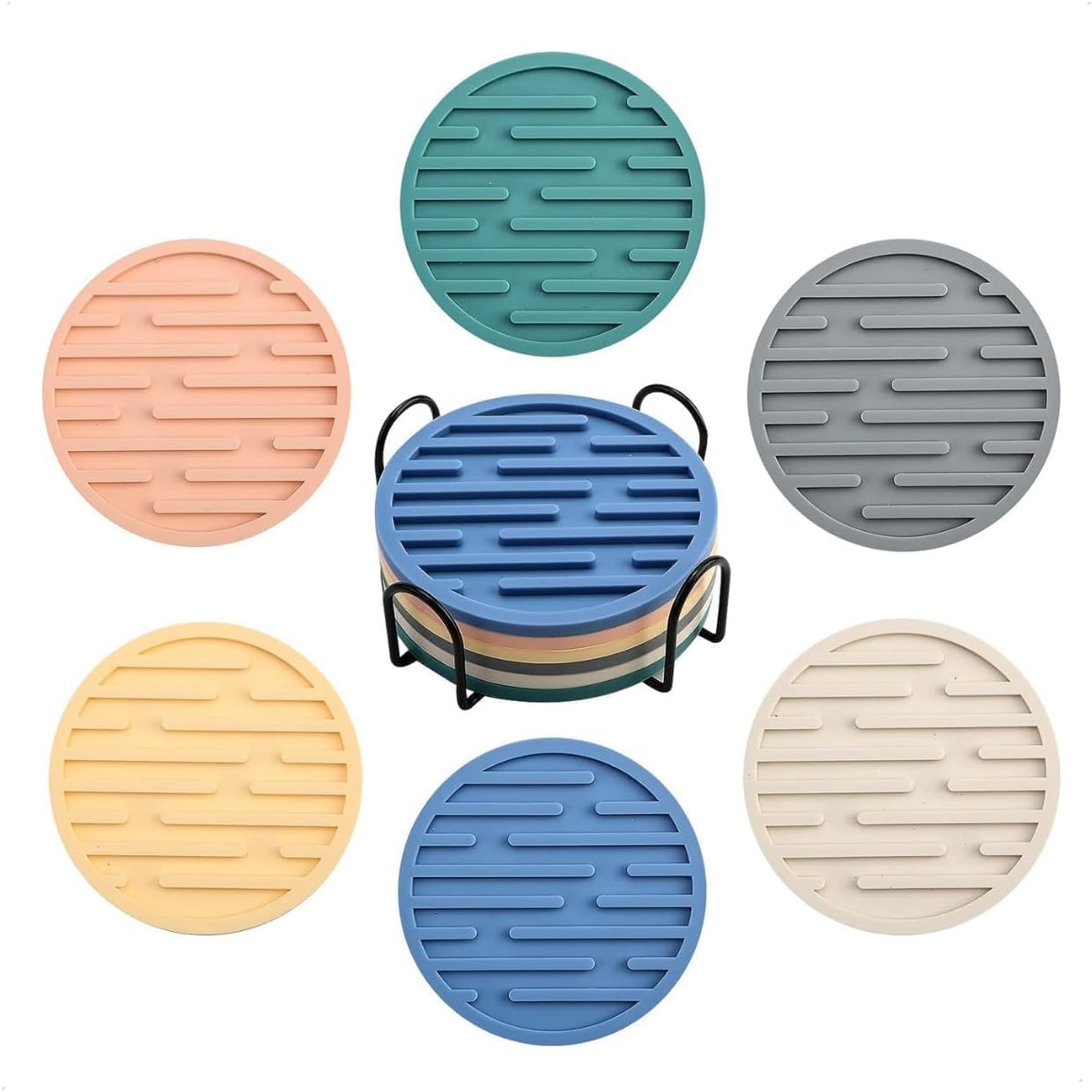 Amazon.com: Coasters Set of 6, Coasters for Coffee Table, Silicone ...