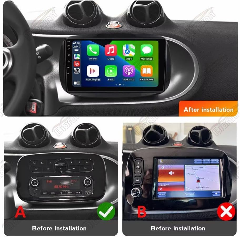 Miniatura 2 de Radio estéreo 5GWiFi para Benz Smart 453 Fortwo 2015-2020 - Biorunn Carplay inalámbrico de 8 núcleos Android Auto GPS Navi - 2GB+32GB 9 pulgadas