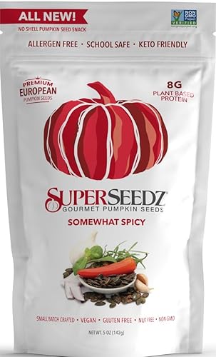 Miniatura 10 de Superseedz Semillas de calabaza tostadas gourmet  Sal marina  30 enteros, paleo, veganos y keto  0.28oz de proteína a base de plantas  Producido en