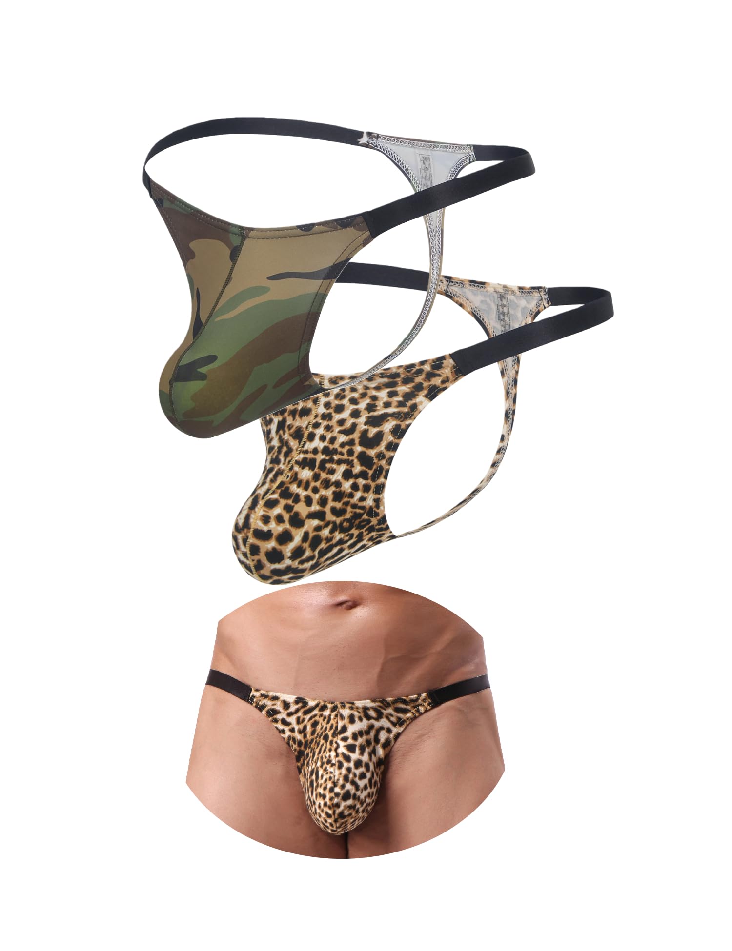 Sexy Outfit Tanga para Hombre Ropa Interior con Bolsa abultada Correas de suspensorio Sexy para Hombres Tangas de Tiro bajo Tanga Lencería con Espalda en T Suspensorio Trajes Mariquita Transpirables