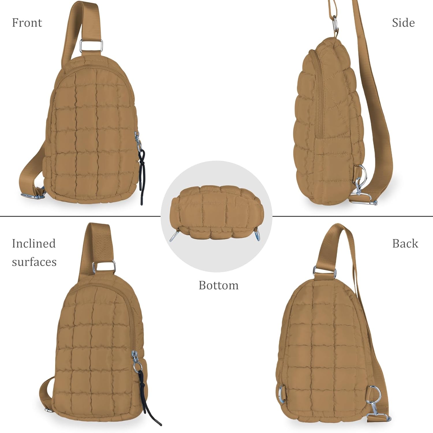 Puffer Small Sling Bag for Women Quilted Crossbody Purses Backpack Chest Bag Fanny Packs with Adjustable Strap - Image 4