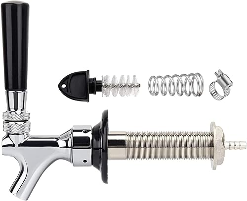 FERRODAY Grifo de cerveza de barril de acero inoxidable con vástago mejorado de 4-18 pulgadas, grifo de cerveza cromado, grifo de cerveza sin óxido,