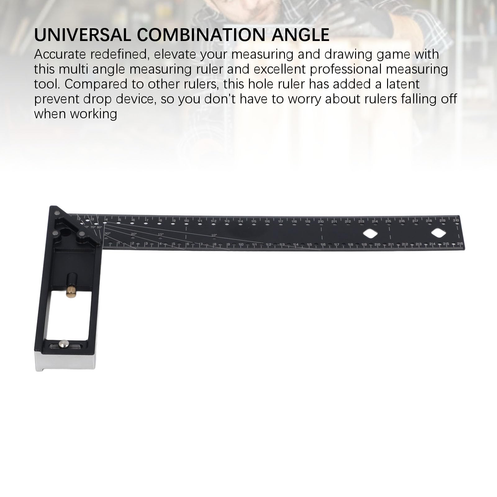 Righello di misurazione multiangolo professionale, righello ad angolo retto combinato universale da 45 a 90 gradi, strumento di misurazione accurato con tracciatore in acciaio