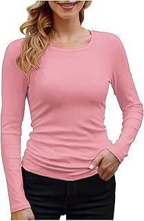 Y2K Top Blanco, Crop Tops Y2K, Tops Elásticos Camisetas Ajustadas Cuello Redondo Manga Larga Camiseta Atlética Skims Camiseta Interior Básico Sólido Streetwear Mujeres