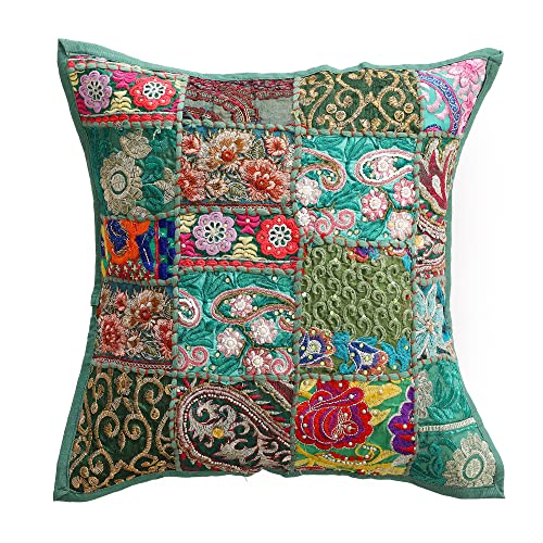 Image of Ravaiyaa - Attitude is everything Set Of 2 PC Home Sofa Decor Cotton Cushion Cover, Handmade Khambadiya Patchwork Pillow Case, Embroidery Cushions