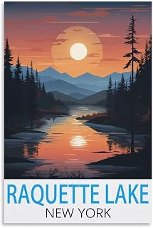 HSAEYITF Raquette Lake New York Vintage Travel Posters 08x12inch(20x30cm) Canvas Art Poster And Wall Art Picture Print Bedroom Decor