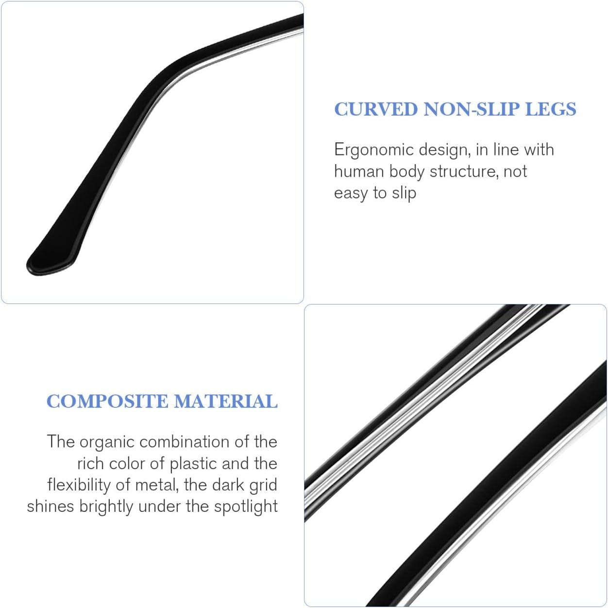 Hemobllo Anti-Allergic Glasses Legs Replacement 5.43 Inch Lightweight Eyeglass Arms with Nonslip Design for Broken Eyewear Repair Pair