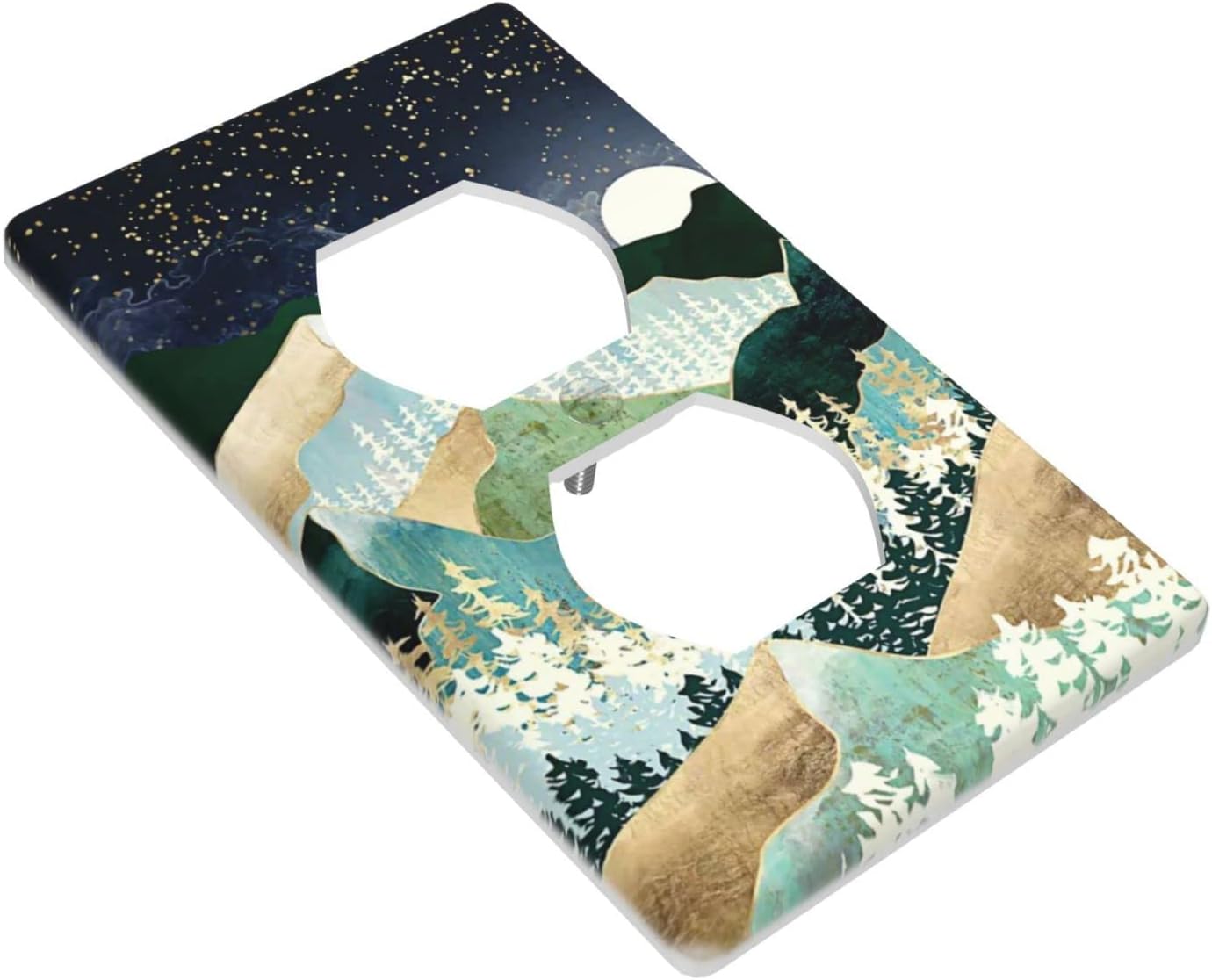 Mountain Moonlight Single Duplex Light Switch Plate Cover Decor Outlet Wall Plate Cover For Home Bedroom Kitchen Decorative 4.5 * 2.76 Inches Standard Size