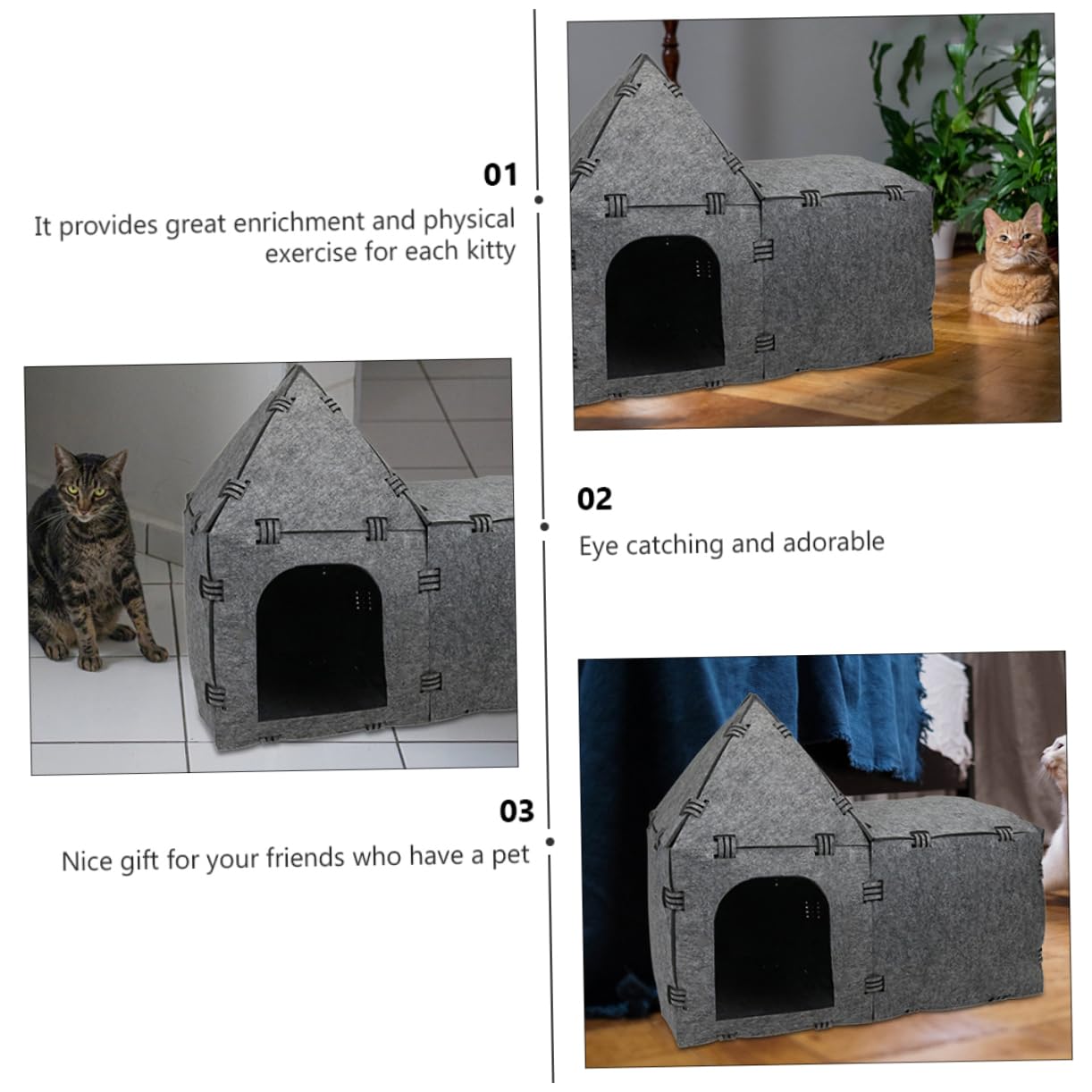 Happyyami Casa De Túnel para Gatos De Fieltro Nido Creativo para Mascotas Juguete Interactivo para Jugar y Descansar para Interiores y Exteriores Diseño Práctico y Fácil De Almacenar