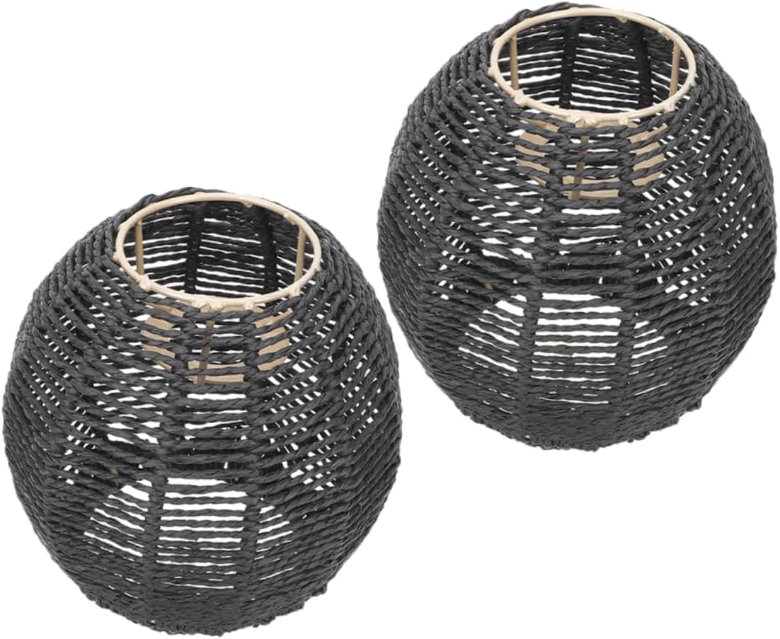 Uonlytech 2pcs Woven Light Cover Retro Style Paper Rope Lantern Shade for Home Ceiling Light Fixture Replacement for Dining Room and Hospitality Spaces