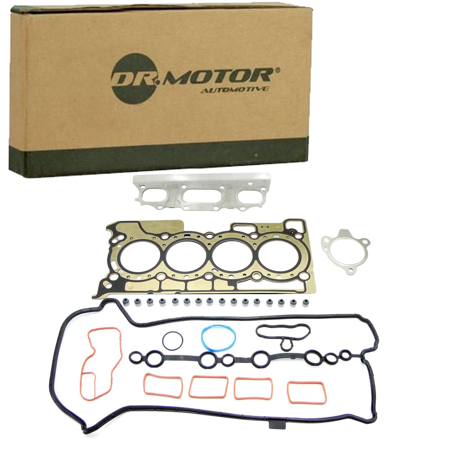 DR.MOTOR AUTOMOTIVE DRM18208S Kit guarnizioni Testata con guarnizione cappa testa del cilindro con guarnizione tenuta stelo valvola con guarnizione testata con guarnizione(i) collettore aspirazione