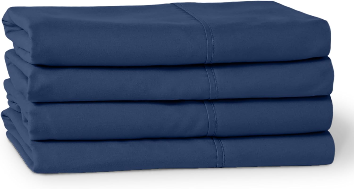 Bare Home Microfiber Bulk Pillow Cases - Standard/Queen Size Set of 4 - Cooling Pillowcases - Double Brushed - Dark Blue Pillowcases 4 Pack - Easy Care (Standard - 4 Pack, Dark Blue)