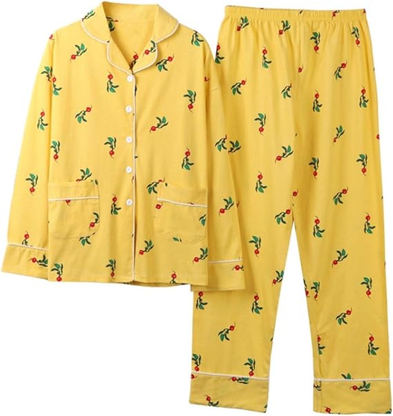 Amazon ルームウェア パジャマ 上下セット レディース 可愛い 女性用 大人 ナイトウェア 折り襟 前開き 部屋着 コットン 綿 ゆったり 長袖 寝巻き セットアップ 柔らかい 春夏秋 プレゼント ギフト M L Xl Xxl パジャマ ルームウェアセット 通販