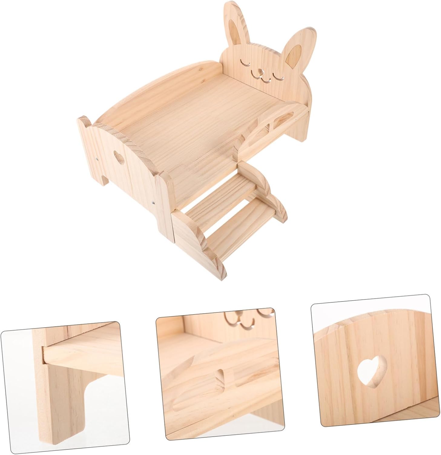 Multi-Functional Wooden Pet Bed for Guinea Pig Hamster Rabbit Sturdy Bed Stand Ladder Safe Non-Toxic for Cage