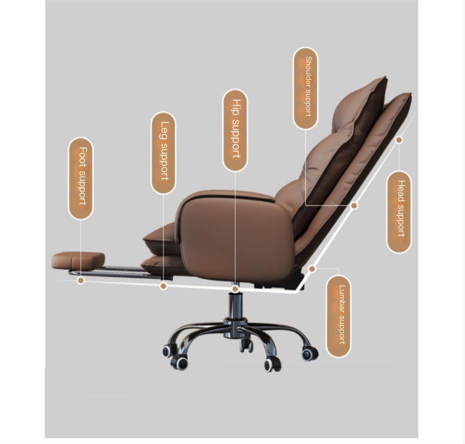 Sedia da Ufficio ergonomica, Sedia da Ufficio direzionale in Pelle per Computer, Comoda Sedia Girevole ergonomica per la casa(Grey-No Pedal)