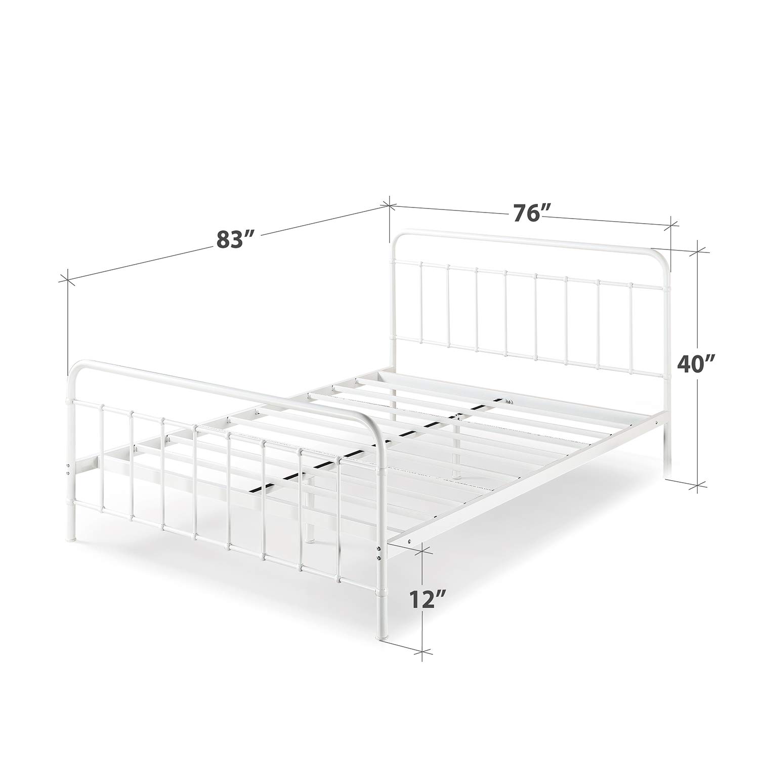 Zinus Florence Bed 90 x 200 cm, 35 cm hoog, metalen bedframe met hoofd