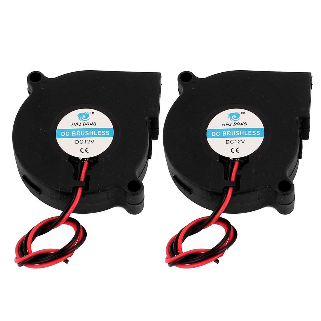 sourcing map Brushless 2 Pin DC 12 V 0.13 A Blower Fan for PC Casing, Pack of 2, 50 x 50 x 15 mm