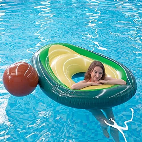 Myir JUN Giant Inflatable Avocado Float, Large PVC Outdoor Swimming Pool Float Toy River Raft Beach Lounger for Adults Kids (Avocado)