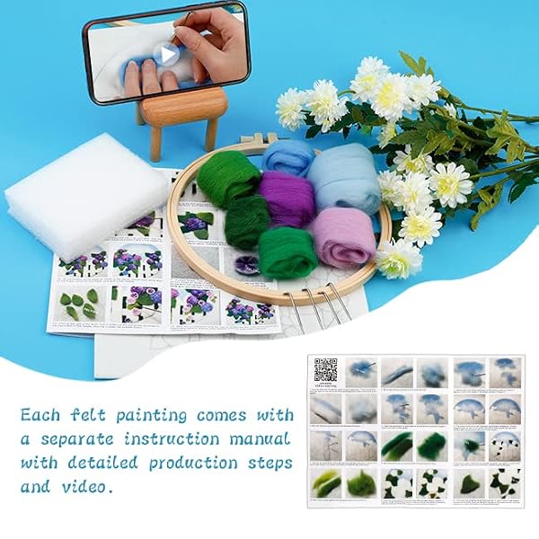 kgxulr Needle Felting Kit, Felt Painting Kit for Beginners, Felt Painting Set with Felting Needles,Needle Felting Pad, Felting Wool, Decorative Frame,DIY Instructions,Used for Home Decoration by kgxulr - Image 5
